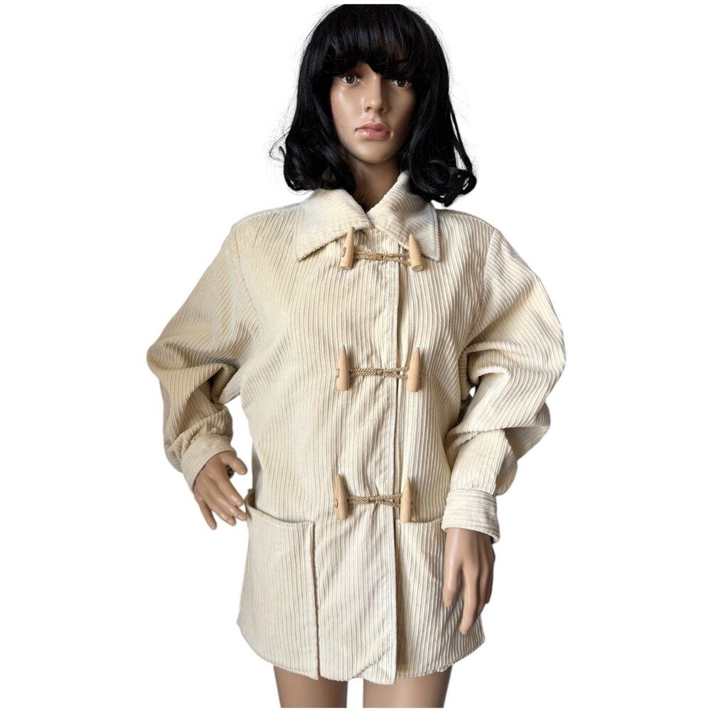 Vintage George Masket LTD Cream velvet corduroy jacket toggle closing size small